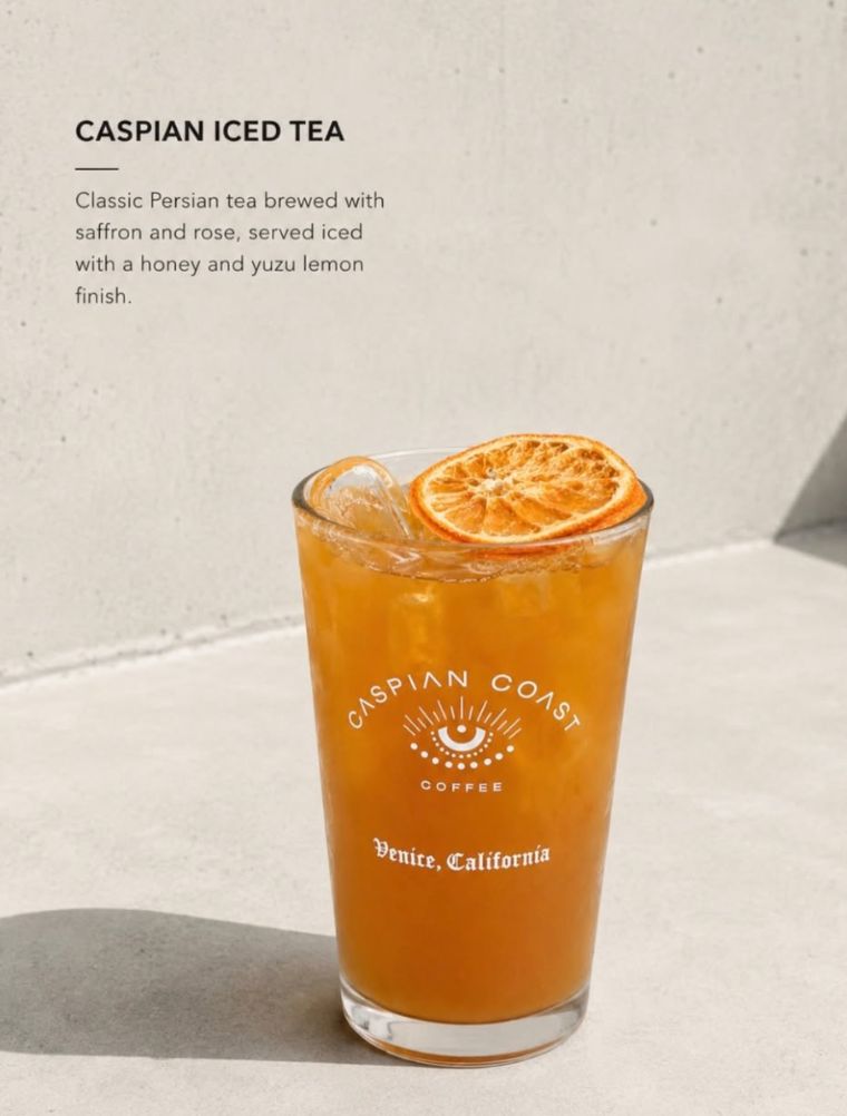 Caspian Iced Tea — Persian tea with saffron, rose, honey and yuzu