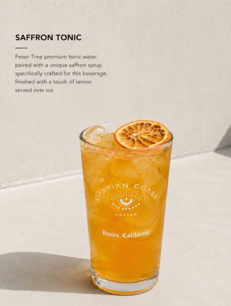 Saffron Tonic — Fever Tree tonic with saffron syrup and lemon